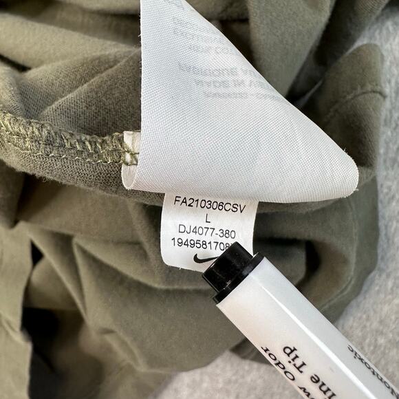 Nike Double Swoosh T-Shirt Men's L Green Crew Neck Shirt Short Sleeve Tee Cotton - Picture 6 of 6